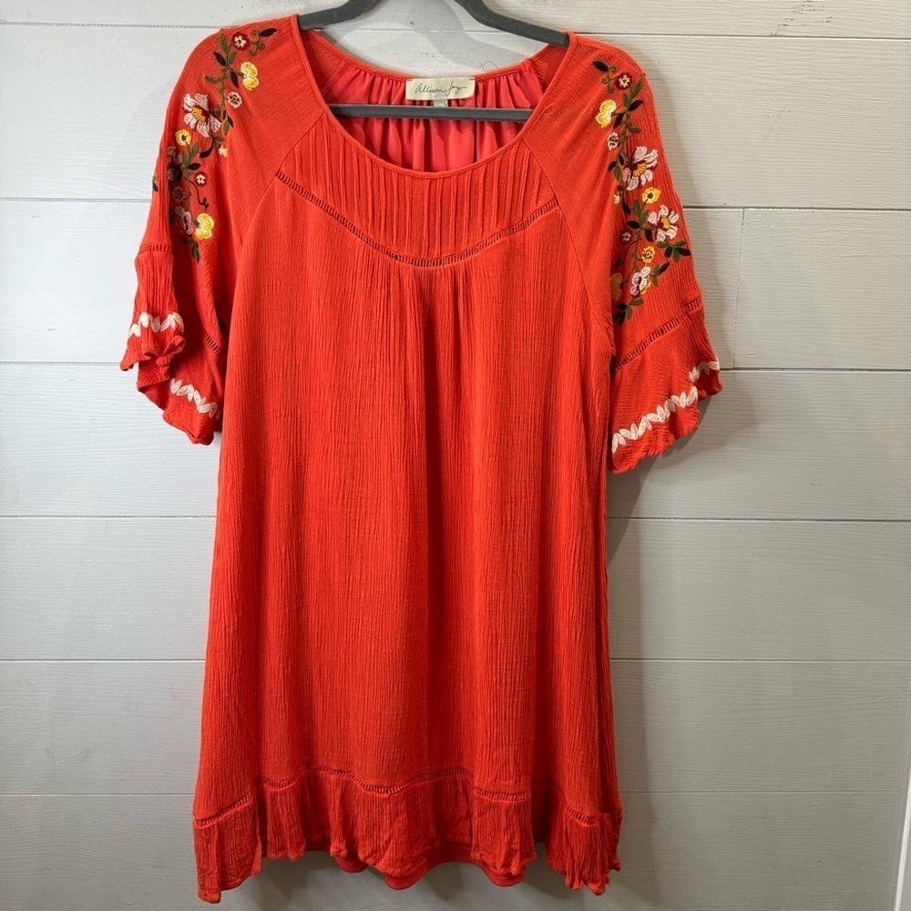 Allison Joy | Evereve Boho Embroidered Dress Orange Embroidered Size Large